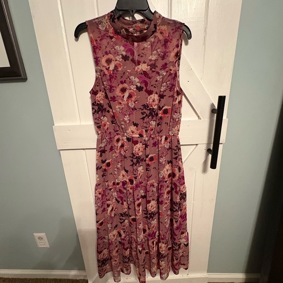 Lulu's Floral Midi Dress - Pink and Purple - Picture 1 of 8